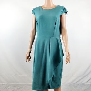 White House Black Market Body Perfecting Teal Dress Sz 10